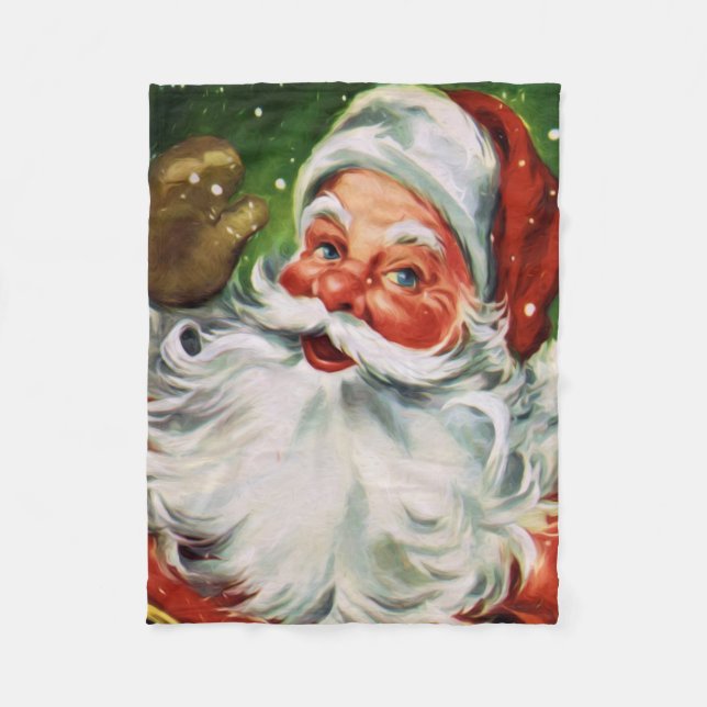 Vintage Santa Face 1 Fleece Blanket (Front)