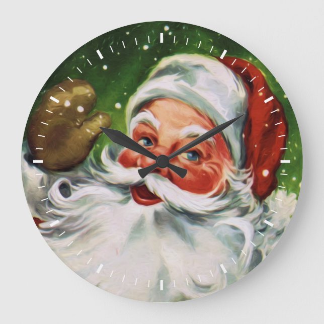 Vintage Santa Face 1 Large Clock (Front)