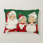 Vintage Santa Family Christmas Accent Pillow