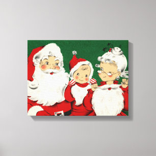 Vintage Santa Family Christmas Canvas Print