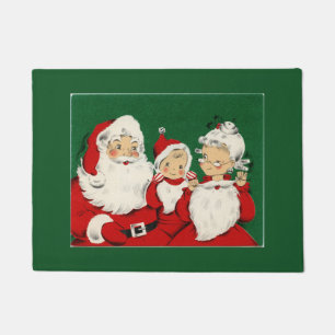 Vintage Santa Family Christmas Doormat