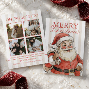 Vintage Santa Family Photo Christmas Holiday Card