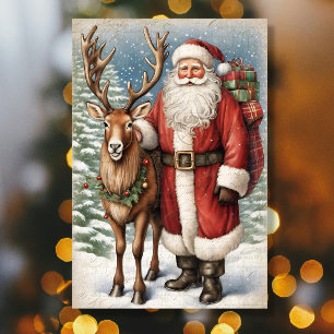 Vintage Santa Father Christmas Reindeer Decoupage Tissue Paper