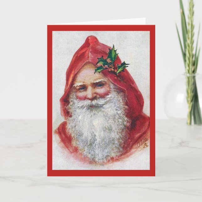 Vintage Santa Fine Art Christmas Card (Front)