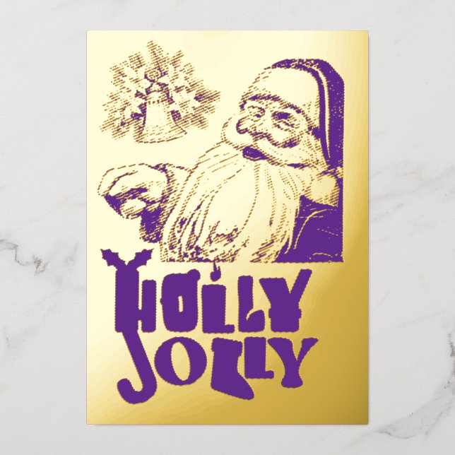 Vintage santa Foil Holiday Card (Front)