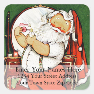 Vintage Santa Getting Ready Address Label