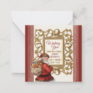 Vintage Santa Gold Frame Merry Christmas New Year  Card