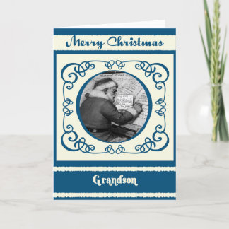 Vintage Santa Grandson Christmas Holiday Card