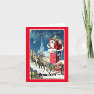 Vintage Santa Grandson Holiday Card