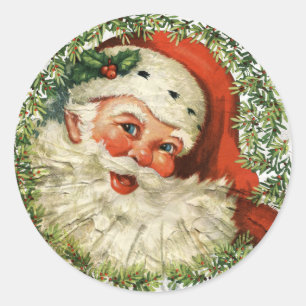 Vintage Santa Grunge Classic Round Sticker