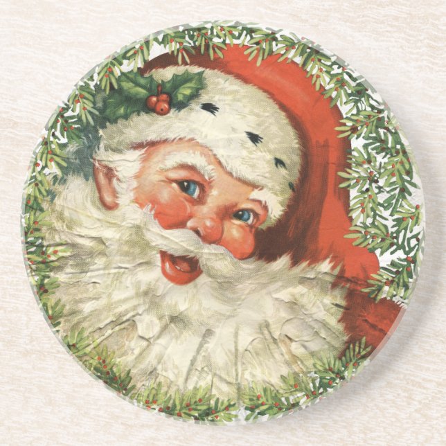 Vintage Santa Grunge Coaster (Front)