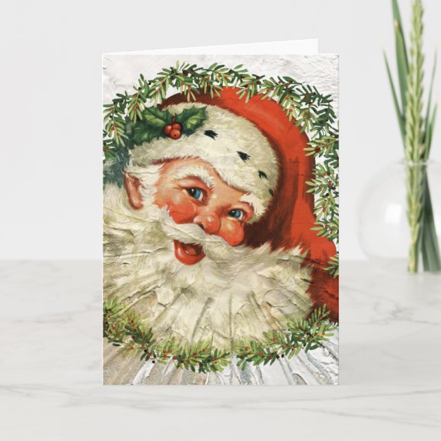 Vintage Santa Grunge Holiday Card (Front)