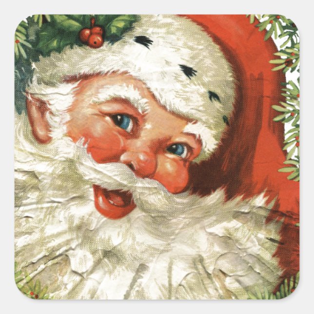 Vintage Santa Grunge Square Sticker (Front)