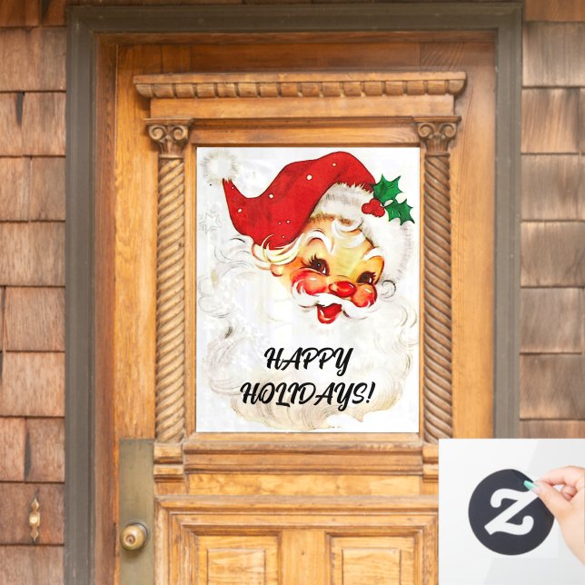 Vintage Santa "Happy Holidays"  Window Cling (Home Door)