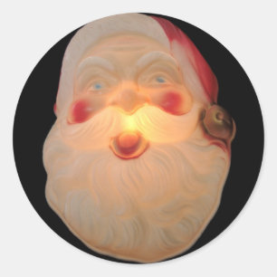 Vintage Santa head lit up envelope sticker