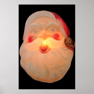 Vintage Santa head lit up Poster
