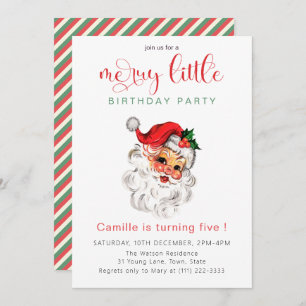 Vintage Santa Holiday Birthday Invitation
