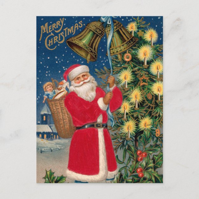 Vintage Santa Holiday Postcard (Front)