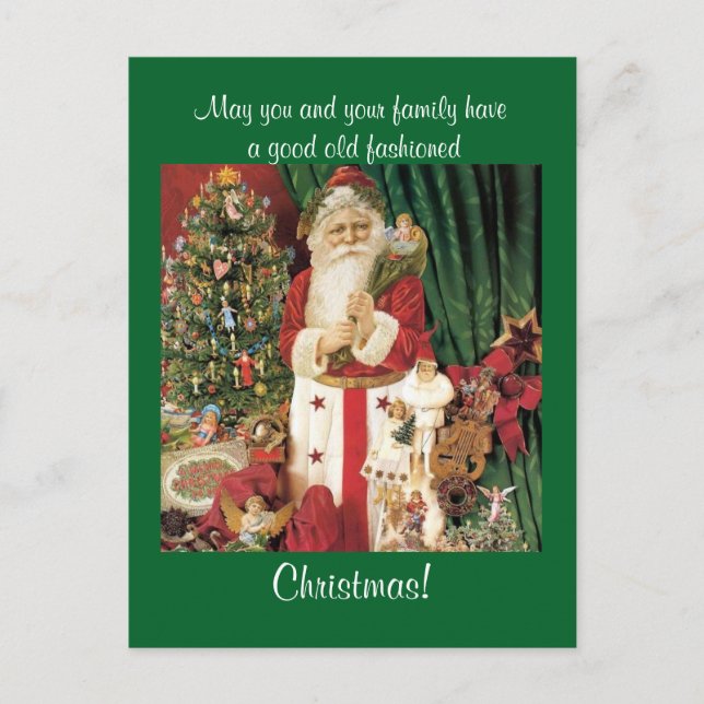 Vintage Santa Holiday Postcard (Front)