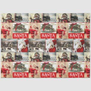 Vintage Santa Holiday Theme Decoupage Tissue Paper