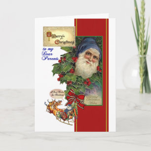 Vintage Santa, Holly - Chistmas Card for Parents