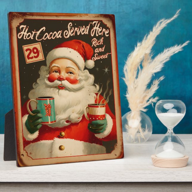 Vintage Santa Hot Cocoa Advertisement Plaque (Side)