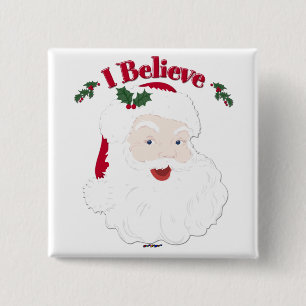 Vintage Santa I Believe Christmas 15 Cm Square Badge
