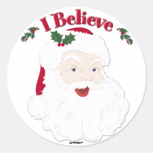 Vintage Santa I Believe Christmas Classic Round Sticker