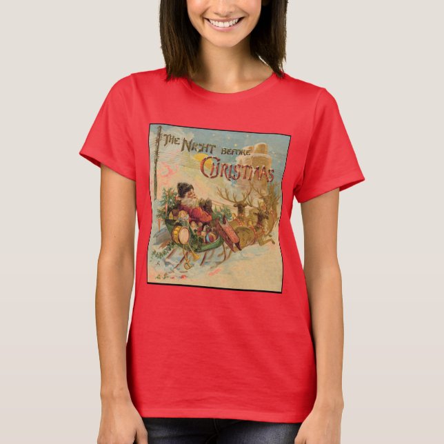 Vintage Santa in his reindeer sleigh T-Shirt (Front)