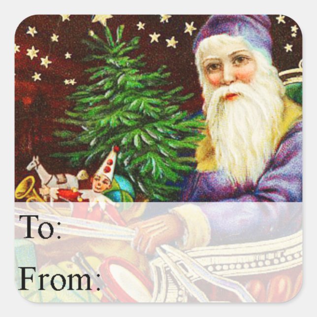 Vintage Santa In His Sleigh Gift Tag (Front)