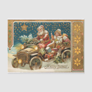 Vintage Santa in Roadster w/Gold Highlights Tissue Paper