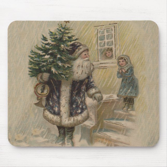 Vintage Santa in Snow Mouse Mat (Front)