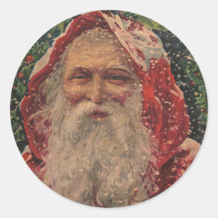 Vintage Santa in Snow  - Sticker