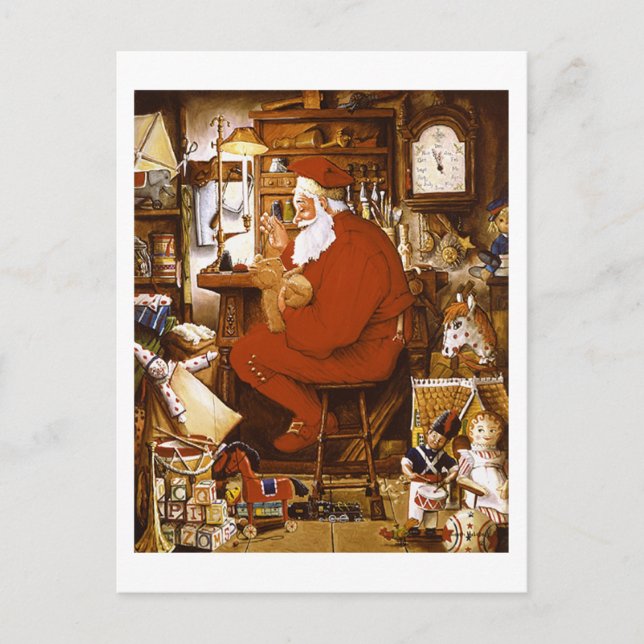 Vintage Santa in Workshop Card (Front)