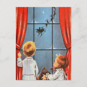 Vintage Santa Is Coming Holiday Postcard