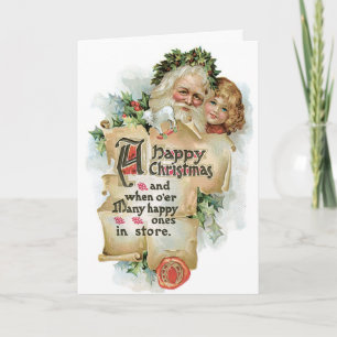 Vintage Santa Kids Christmas Card