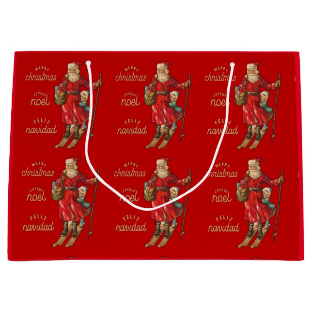 Vintage Santa Large Gift Bag (Front)