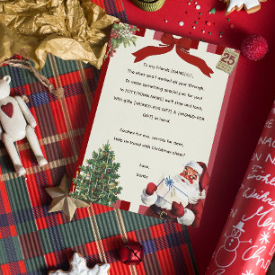 Vintage Santa Letter Rhyming Sibling Christmas Invitation