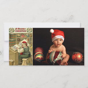 vintage santa list photo cards
