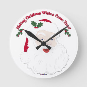 Vintage Santa Making Christmas Dreams Come True! Round Clock