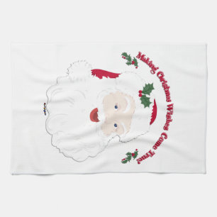 Vintage Santa Making Christmas Dreams Come True! Tea Towel