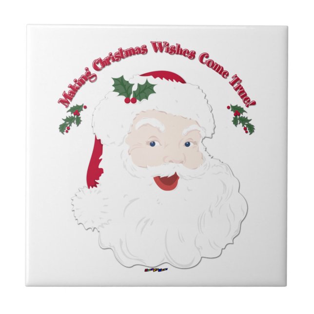 Vintage Santa Making Christmas Dreams Come True! Tile (Front)