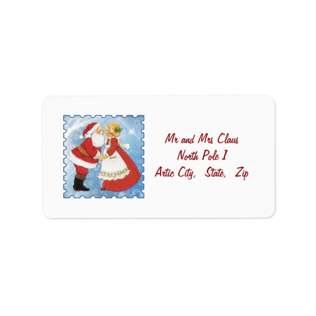 Vintage Santa man and Santa woman Label (Front)