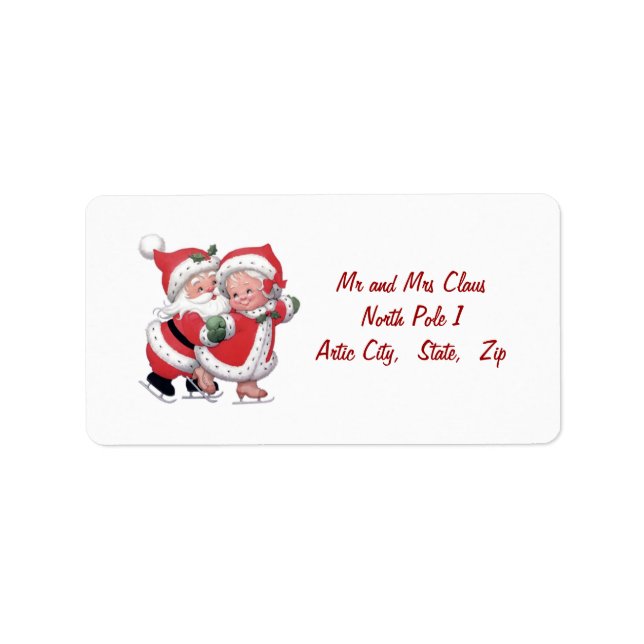 Vintage Santa man and Santa woman Label (Front)