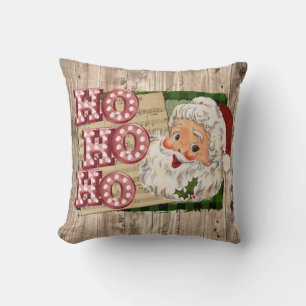 Vintage Santa Marquee Lights Ho Ho Ho Cushion