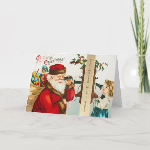 Vintage Santa Merry Christmas Greeting Card
