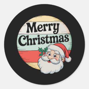 Vintage Santa Merry Christmas Old Xmas Fashioned Classic Round Sticker