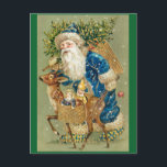 Vintage Santa Merry Christmas Postcard<br><div class="desc">Vintage Merry Christmas Santa Claus with Reindeer Postcard.</div>