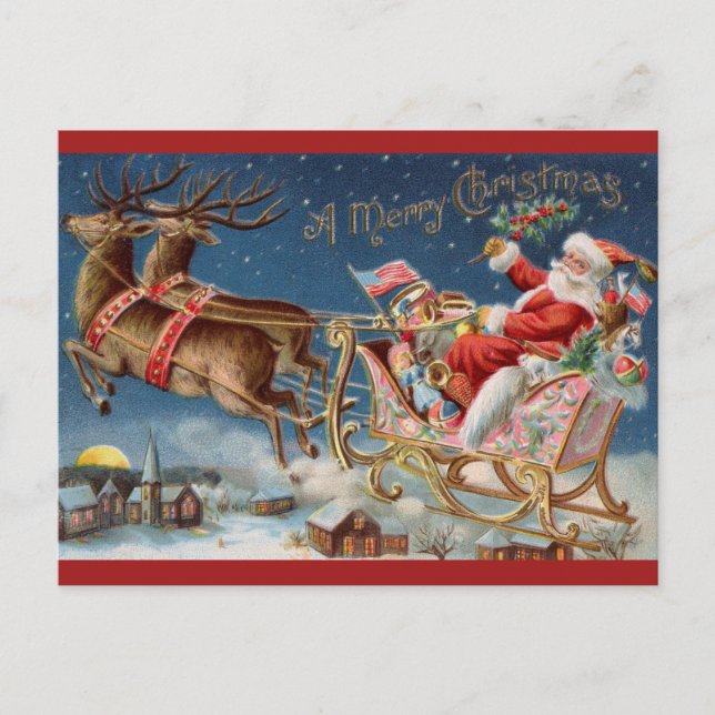 Vintage Santa Merry Christmas  Postcard (Front)