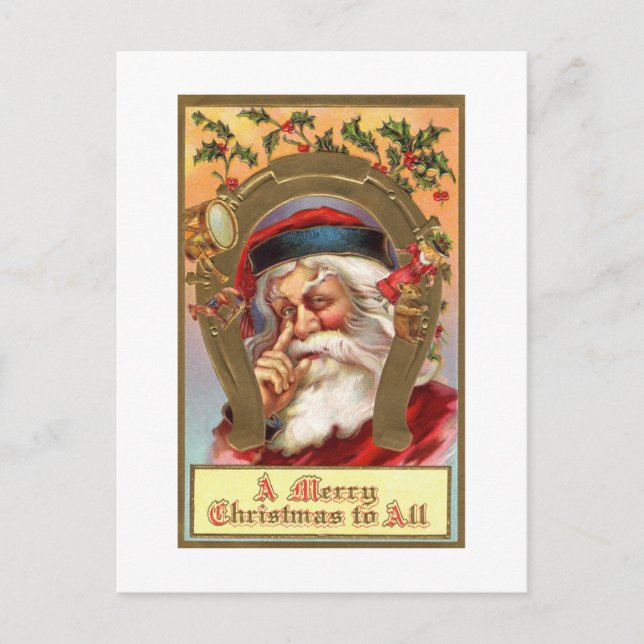 Vintage Santa Merry Christmas Postcard (Front)